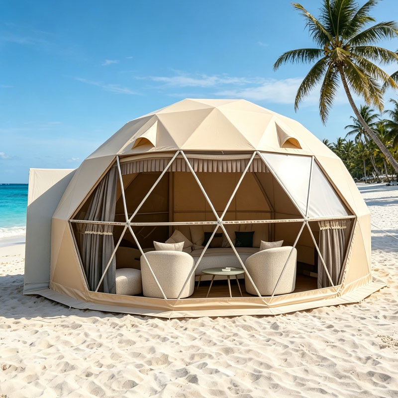 Outdoor Camping And Glamping - บ้านโดมแกลมปิ้งสุดหรู ทรงจีโอเดสิก พร้อมผ้าคลุมฉนวนกันความร้อน สำหรับตั้งแคมป์กลางแจ้ง ปรับแต่งได้