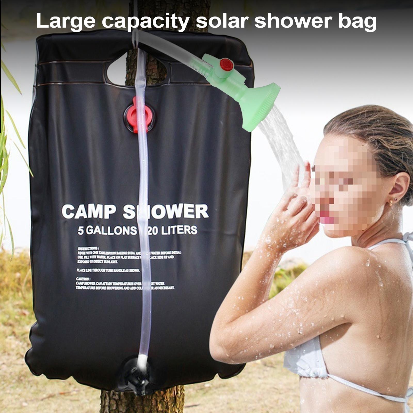Outdoor Camping Hot Water Shower - ถุงอาบน้ำกลางแจ้ง ถุงเก็บน้ำสำหรับตั้งแคมป์ เครื่องทำน้ำอุ่นพลังงานแสงอาทิตย์ อุปกรณ์แคมป์ปิ้ง ถุงอาบน้ำพับได้แบบพกพา กระติกน้ำร้อนสำหรับอาบน้ำ