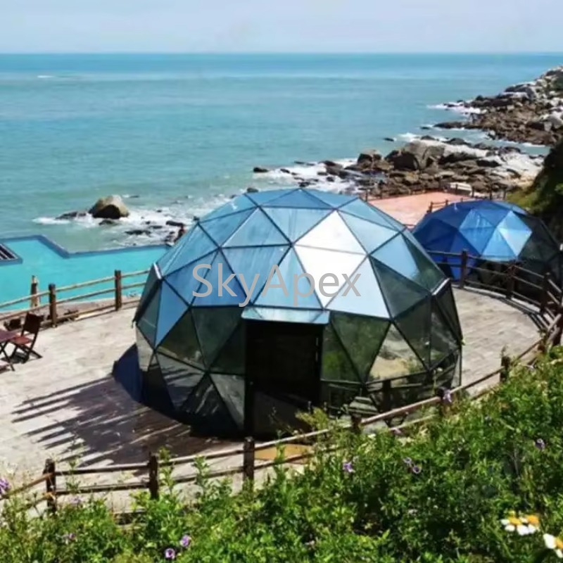 Outdoor Camping And Glamping - เต็นท์โดมทรงจีโอเดสิกกระจกใสกันเสียงสุดหรู กันน้ำ กันรังสียูวี กันลม สำหรับตั้งแคมป์กลางแจ้ง รีสอร์ท