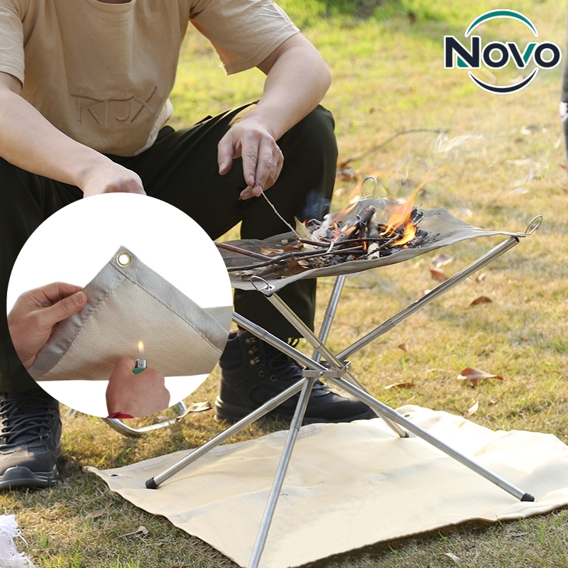 Outdoor Camping Fire Pit - แผ่นรองกันไฟสำหรับตั้งแคมป์กลางแจ้ง แผ่นกันไฟสำหรับเตาไฟ บาร์บีคิว เตาผิง ป้องกันความร้อน ป้องกันพื้น
