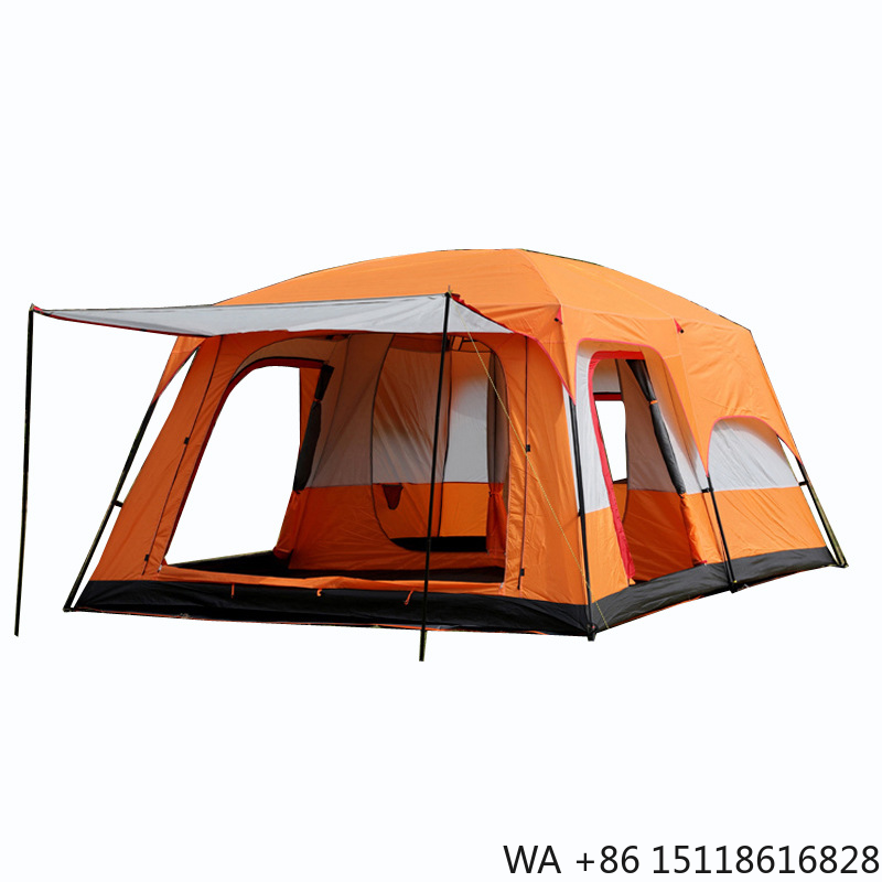 Outdoor Camping Furniture - เต็นท์แคมป์ปิ้งกลางแจ้งแบบสองห้องนอน ผ้าอ๊อกซ์ฟอร์ดกันน้ำ สำหรับใช้งานได้ทุกฤดู พื้นที่กว้างขวางพิเศษ สำหรับครอบครัว 8-12