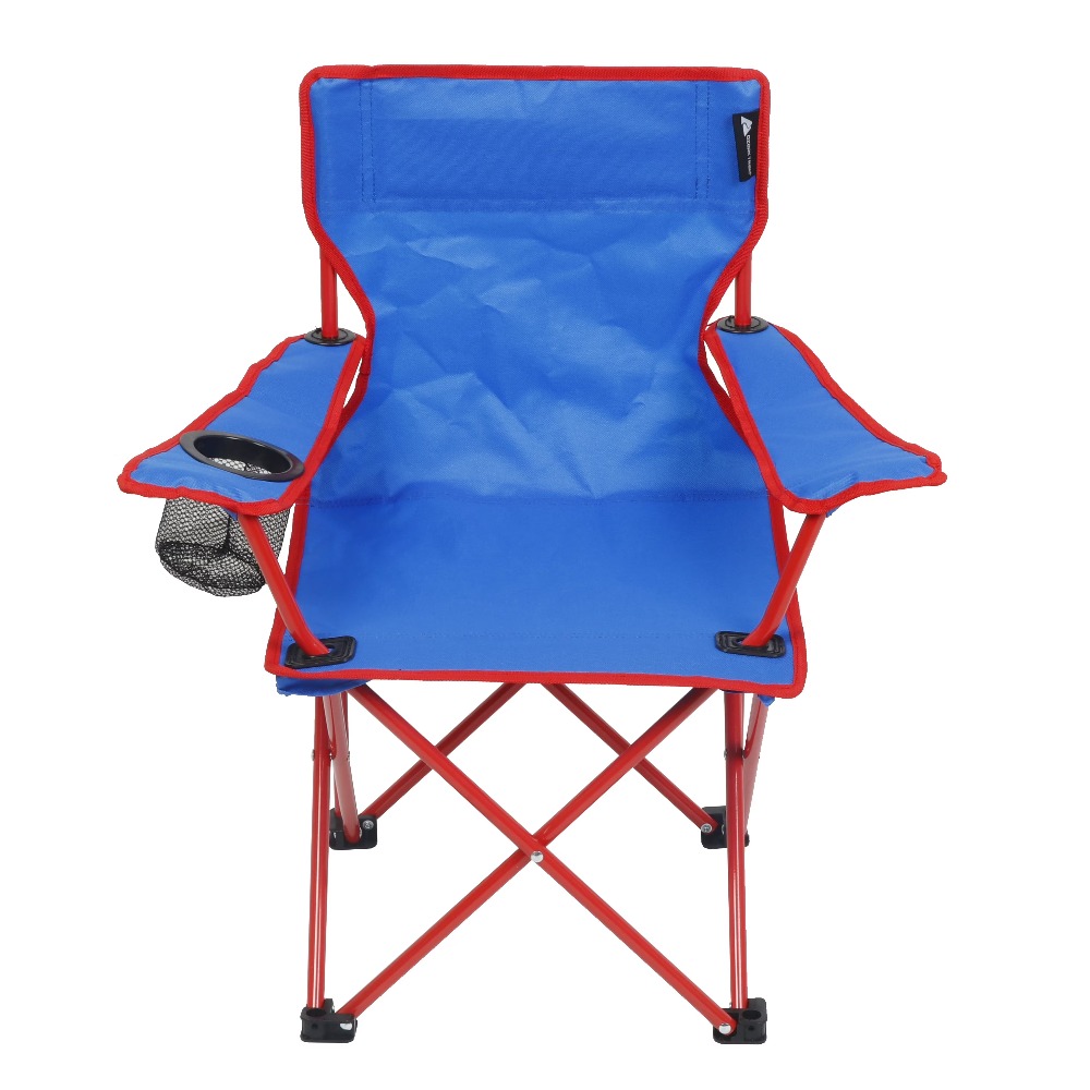 Outdoor Camping For Kids - เก้าอี้พับสำหรับเด็กแบบพกพาพร้อมที่วางแก้ว เก้าอี้ชายหาดปิกนิกกลางแจ้งสำหรับเด็ก สีฟ้า
