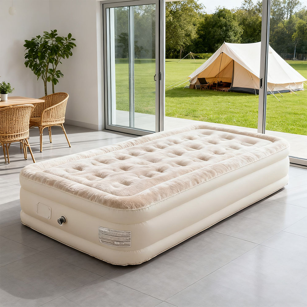 Camping Outdoor Or Indoor - ที่นอนลมพร้อมปั๊มในตัว ที่นอนเป่าลมอัตโนมัติ เบาะรองนอนสำหรับเต็นท์กลางแจ้ง เตียงลมแบบเป่าลม ที่นอนเป่าลมคู่ สำหรับตั้งแคมป์หรือใช้ในบ้าน
