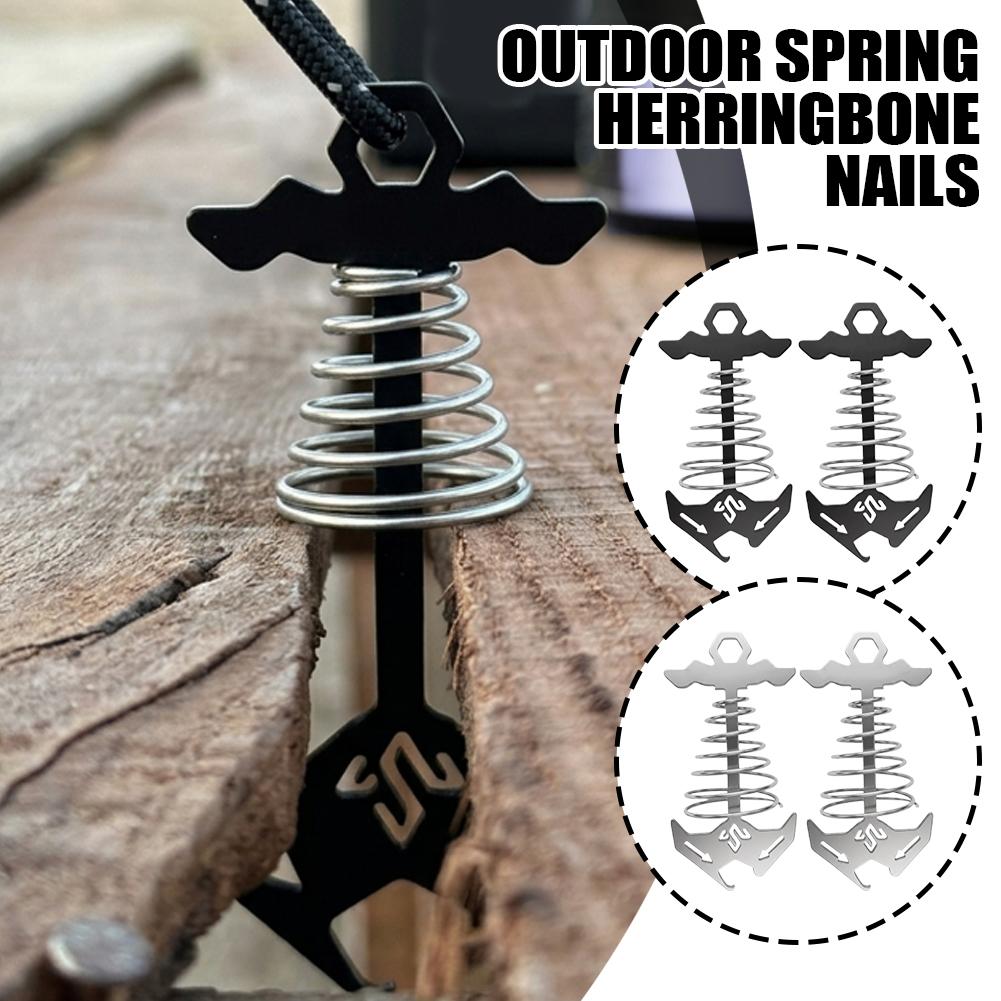 Outdoor Camping Guy - สมอเรือแบบสปริง CLS พร้อมสายรัดอเนกประสงค์สำหรับเต็นท์และผ้าใบ พร้อมที่เปิดขวด สำหรับใช้งานบนพื้นไม้ แคมป์ปิ้งกลางแจ้ง
