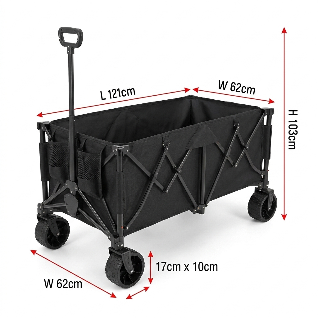 Outdoor Camping Furniture - รถเข็นพับได้แบบพิเศษสำหรับงานหนัก ความจุขนาดใหญ่พิเศษ 260 ลิตร รับน้ำหนักได้ 360