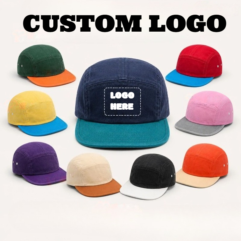 Outdoor Camping Logo - หมวกเบสบอลปีกแบนผ้าฝ้ายซักได้พร้อมโลโก้ปักลายตามสั่ง สีเข้าชุดกัน เหมาะสำหรับกิจกรรมกลางแจ้ง กันแดด แคมป์ปิ้ง สำหรับผู้ชายและผู้หญิง