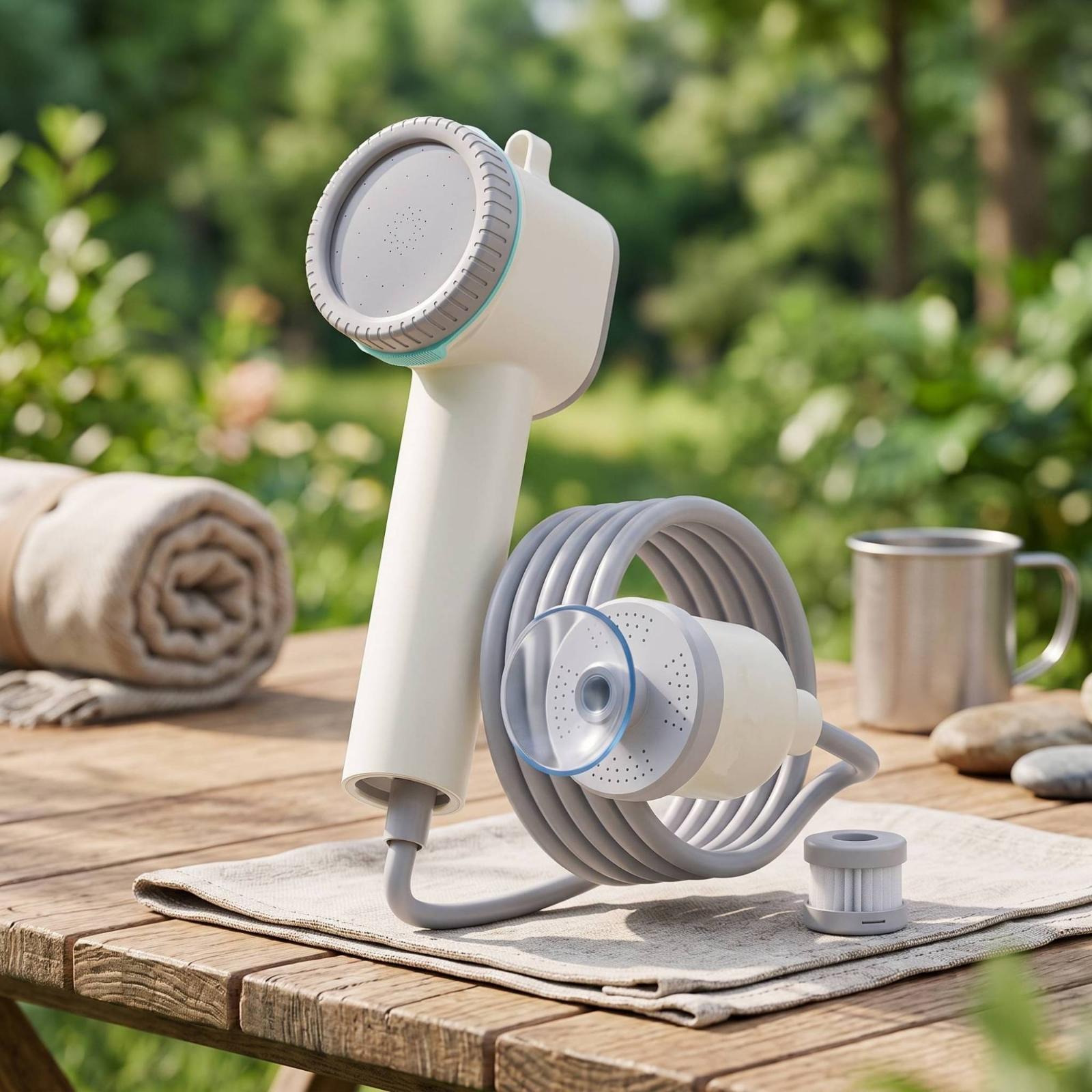 ชุดฝักบัวไฟฟ้าแบบพกพาพร้อมฐานย - Portable Camping Shower บทวิจารณ์และราคา