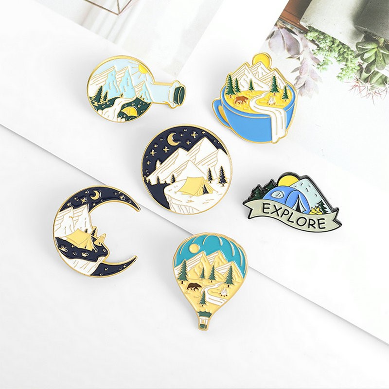 แคมป์ปิ้งผจญภัยEnamel Pins Cus - Outdoor Camping For Kids บทวิจารณ์และราคา