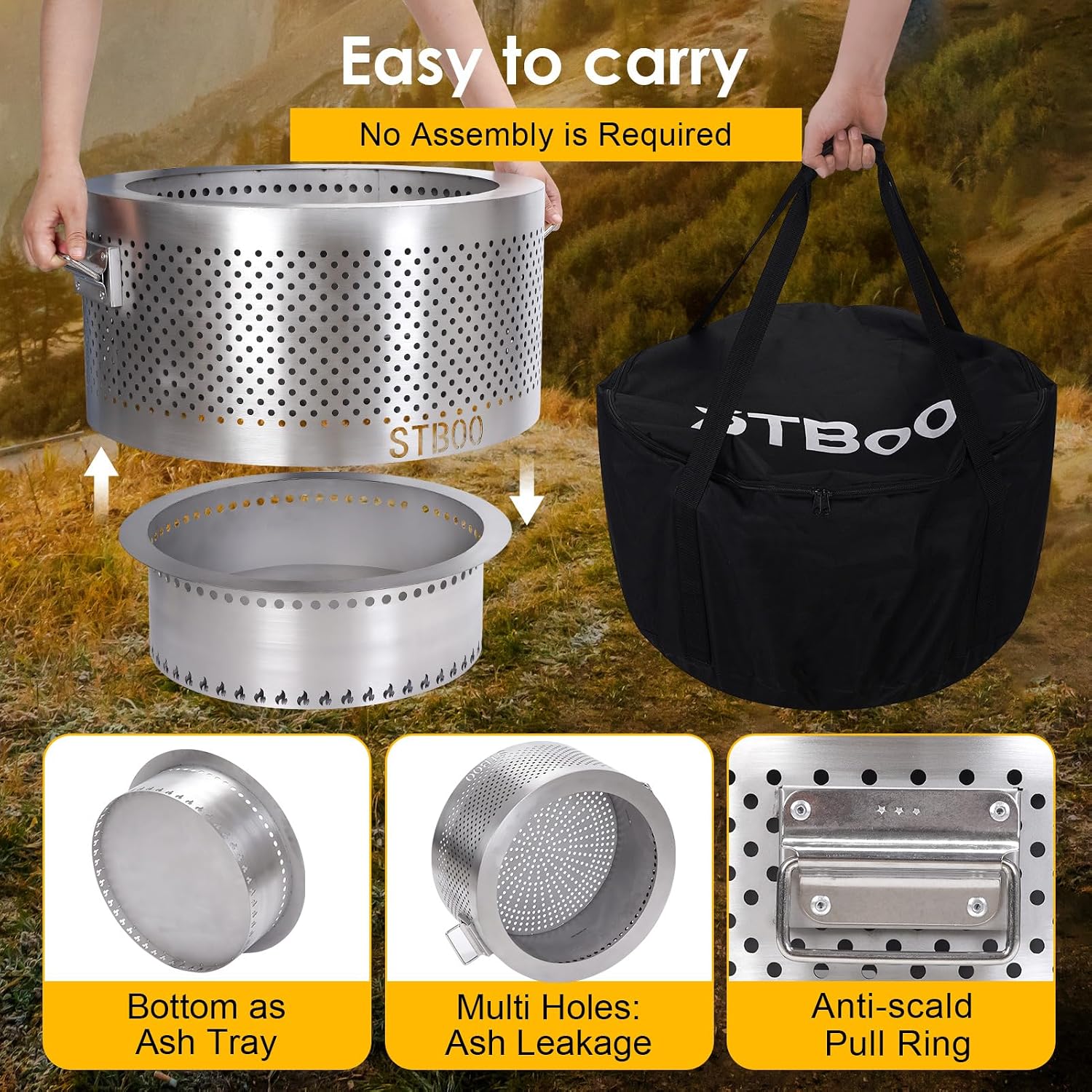 เตาผิงขนาดใหญ่ 20 นิ้ว - เตาผิ - Outdoor Camping Fire Pit บทวิจารณ์และราคา