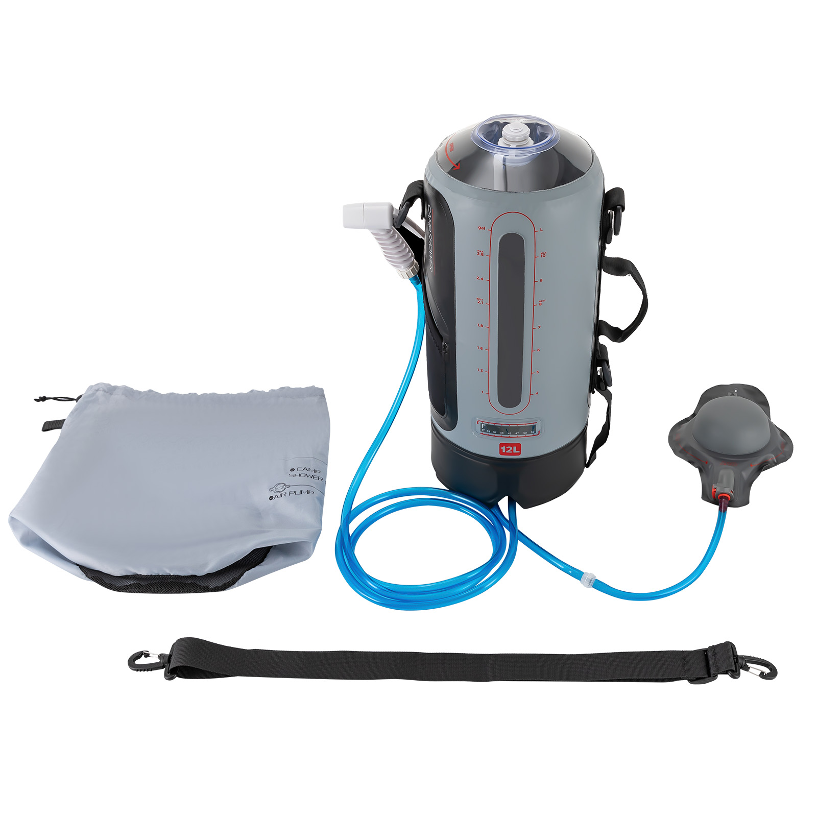 ฝักบัวอาบน้ำแบบพกพา 12 ลิตร ใช - Portable Camping Shower บทวิจารณ์และราคา