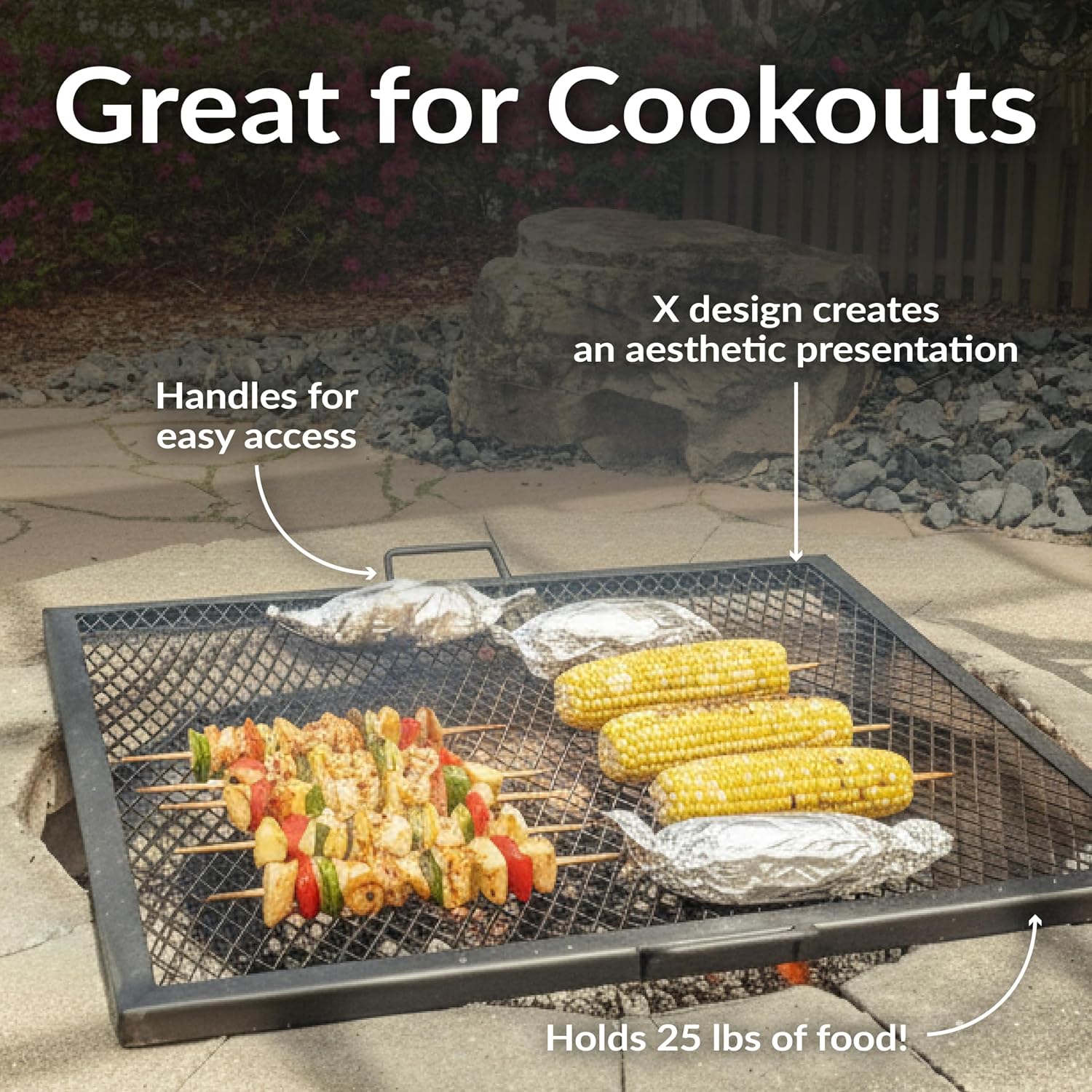 ตะแกรงย่างเหล็กสำหรับเตาไฟกลาง - Outdoor Camping Fire Pit บทวิจารณ์และราคา