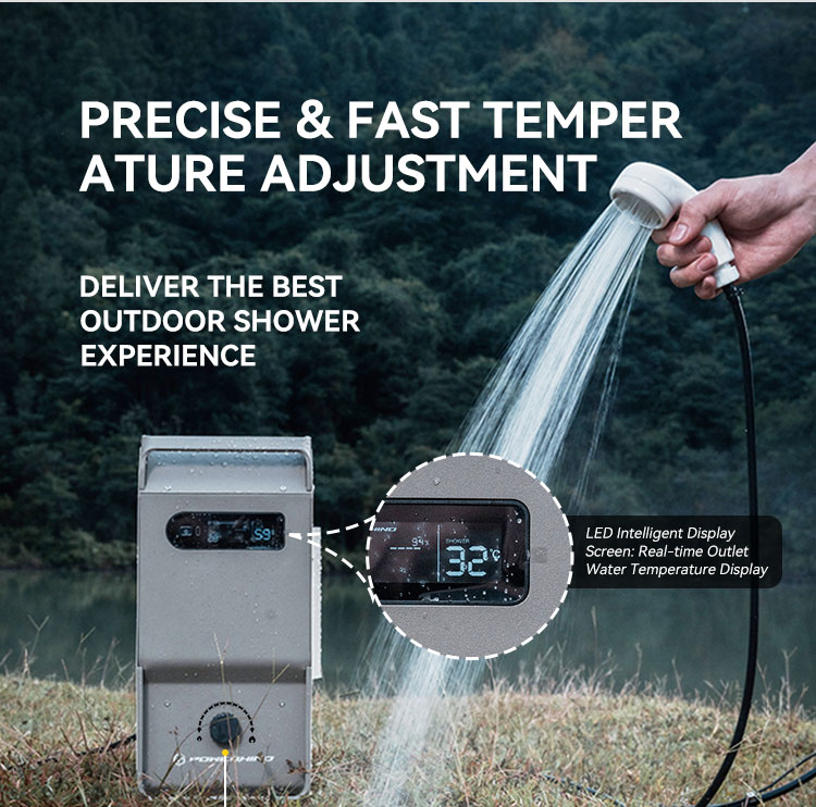 เครื่องทำน้ำร้อนพกพา Powerhino - Outdoor Camping Hot Water Shower บทวิจารณ์และราคา