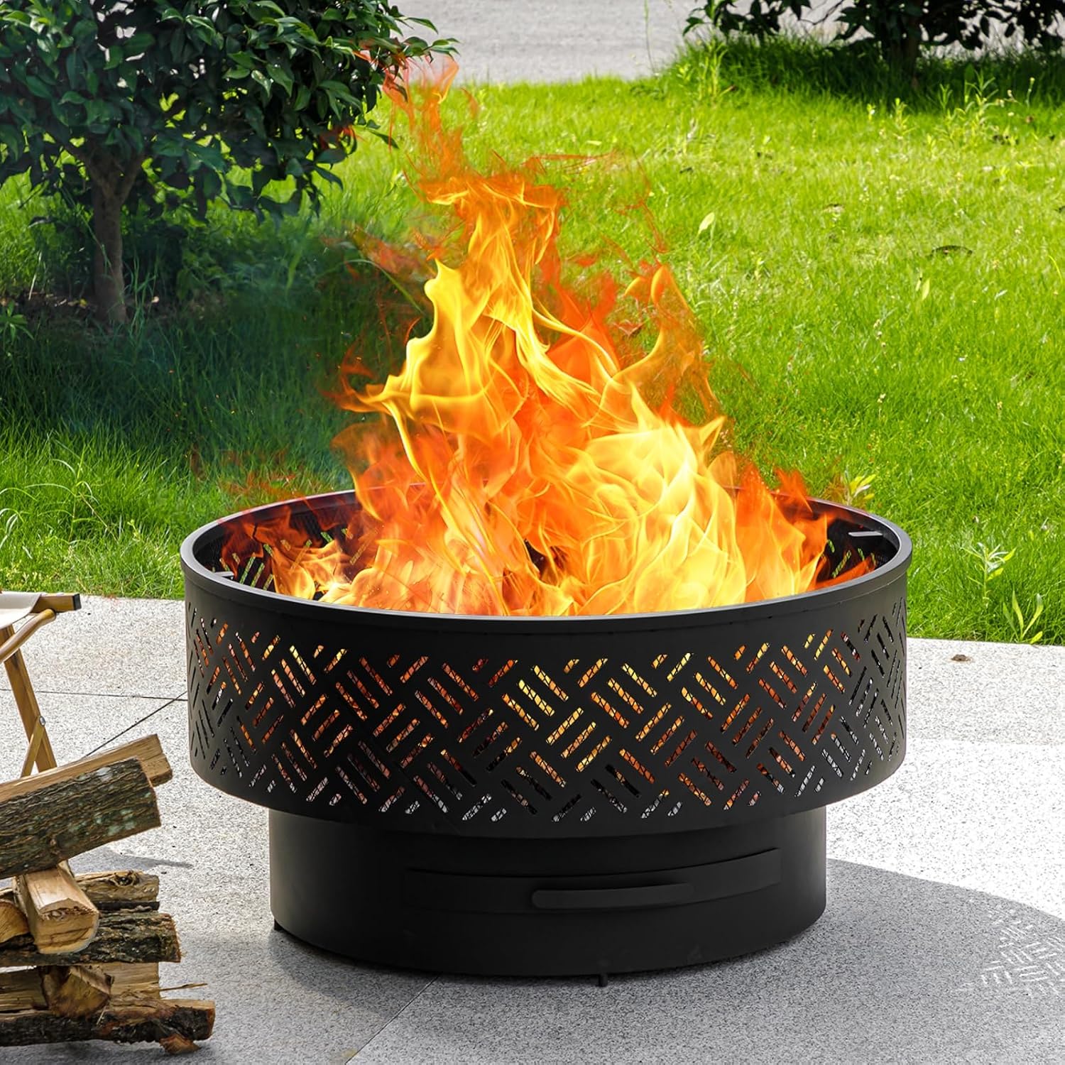 โต๊ะเตาไฟทรงกลมขนาด 32 นิ้ว ทำ - Outdoor Camping Fire Pit บทวิจารณ์และราคา