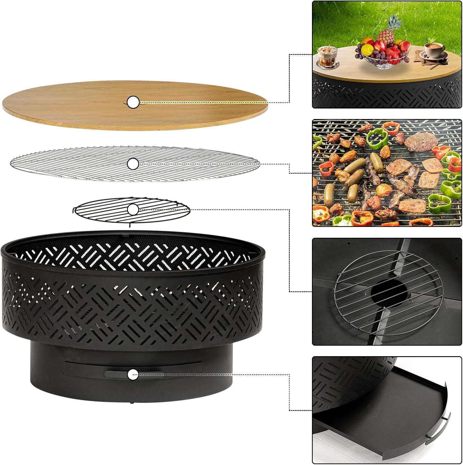 โต๊ะเตาไฟทรงกลมขนาด 32 นิ้ว ทำ - Outdoor Camping Fire Pit บทวิจารณ์และราคา