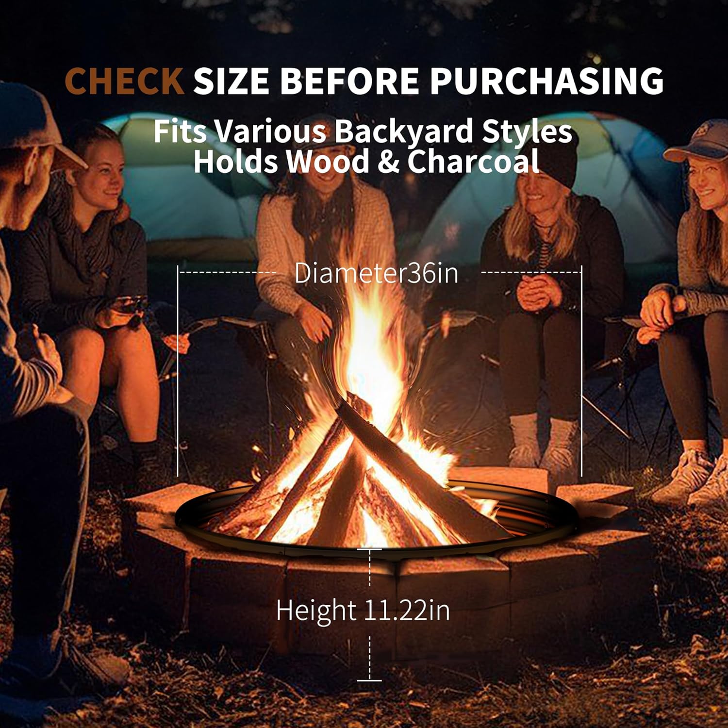 วงแหวนเตาไฟขนาด 36 นิ้ว สำหรับ - Outdoor Camping Fire Pit บทวิจารณ์และราคา
