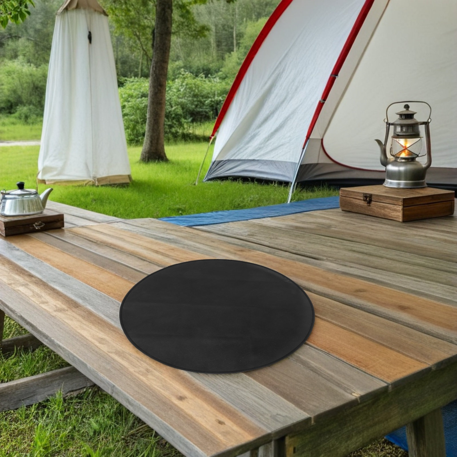 แผ่นรองเตาย่างกันไฟทรงกลม ทนคว - Outdoor Camping Fire Pit บทวิจารณ์และราคา
