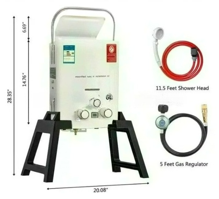 เครื่องทำน้ำอุ่นแก๊สโพรเพน LPG - Outdoor Camping Hot Water Shower บทวิจารณ์และราคา