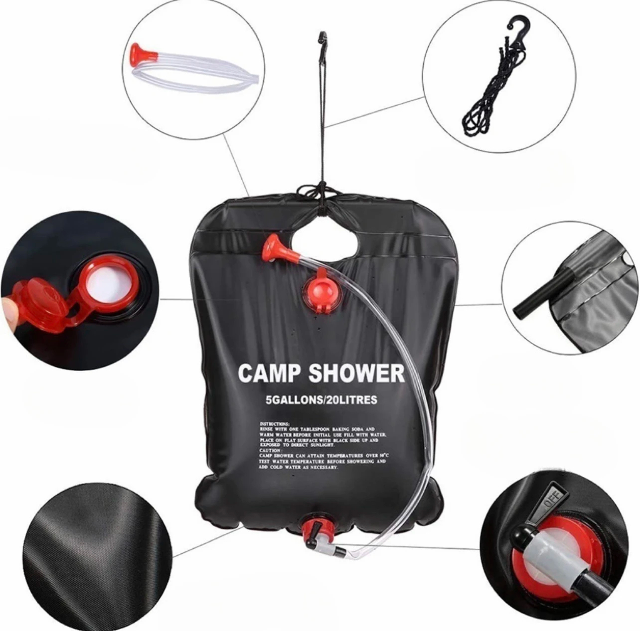 ถุงอาบน้ำพลังงานแสงอาทิตย์แบบพ - Outdoor Camping Hot Water Shower บทวิจารณ์และราคา